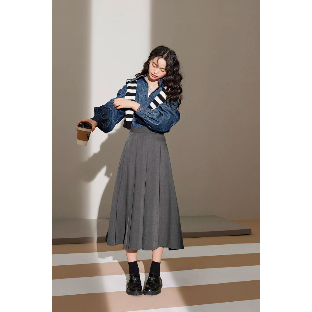 Chân váy xếp ly dáng dài hàng xuất Kuose