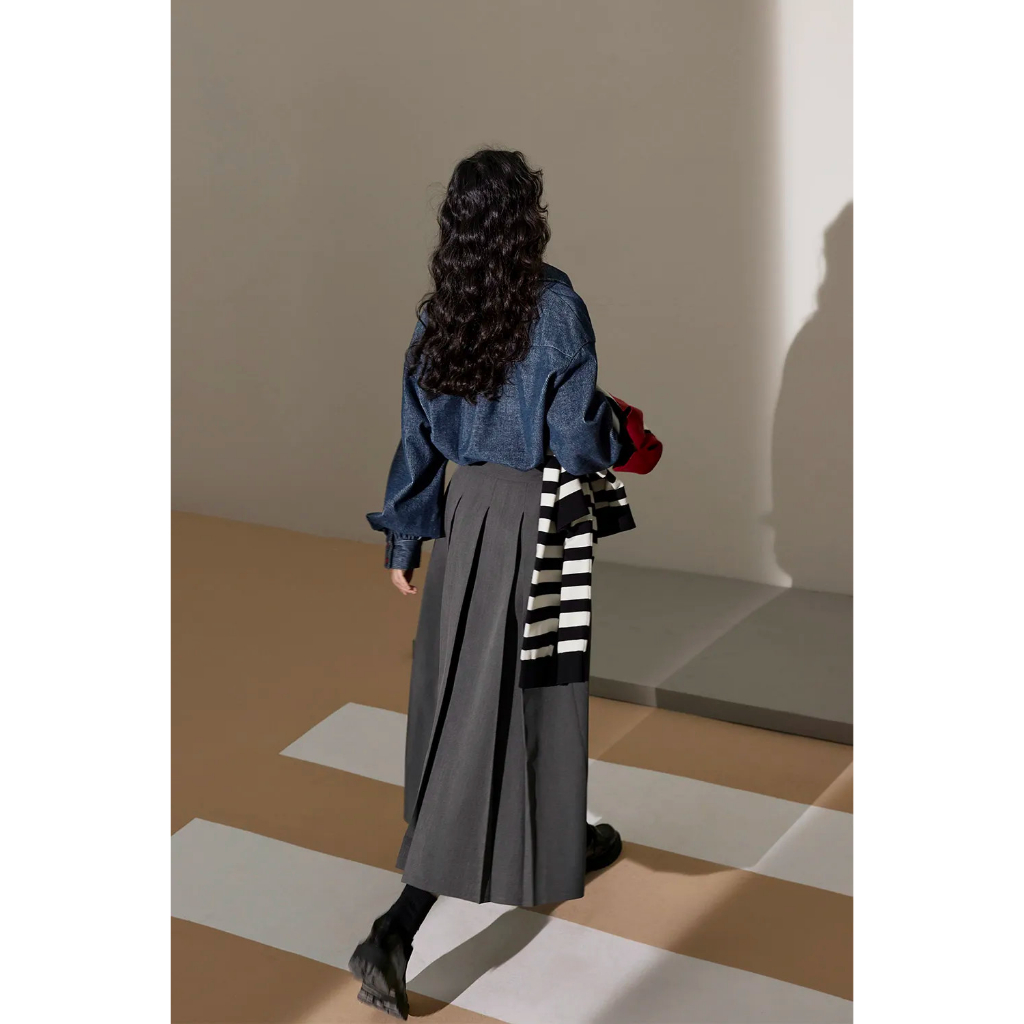 Chân váy xếp ly dáng dài hàng xuất Kuose