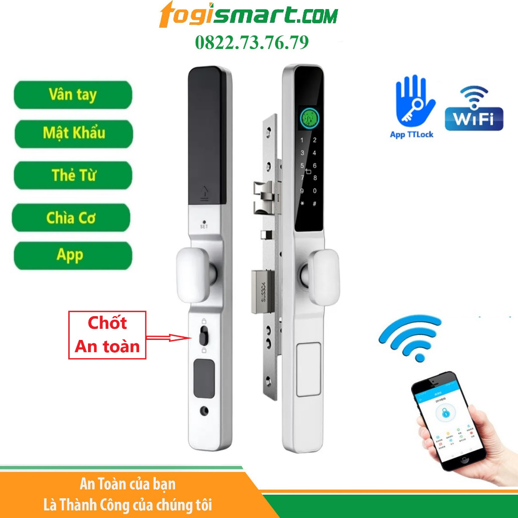 Khóa vân tay cửa nhôm xingfa, sắt, gỗ quản lý qua App TTLock