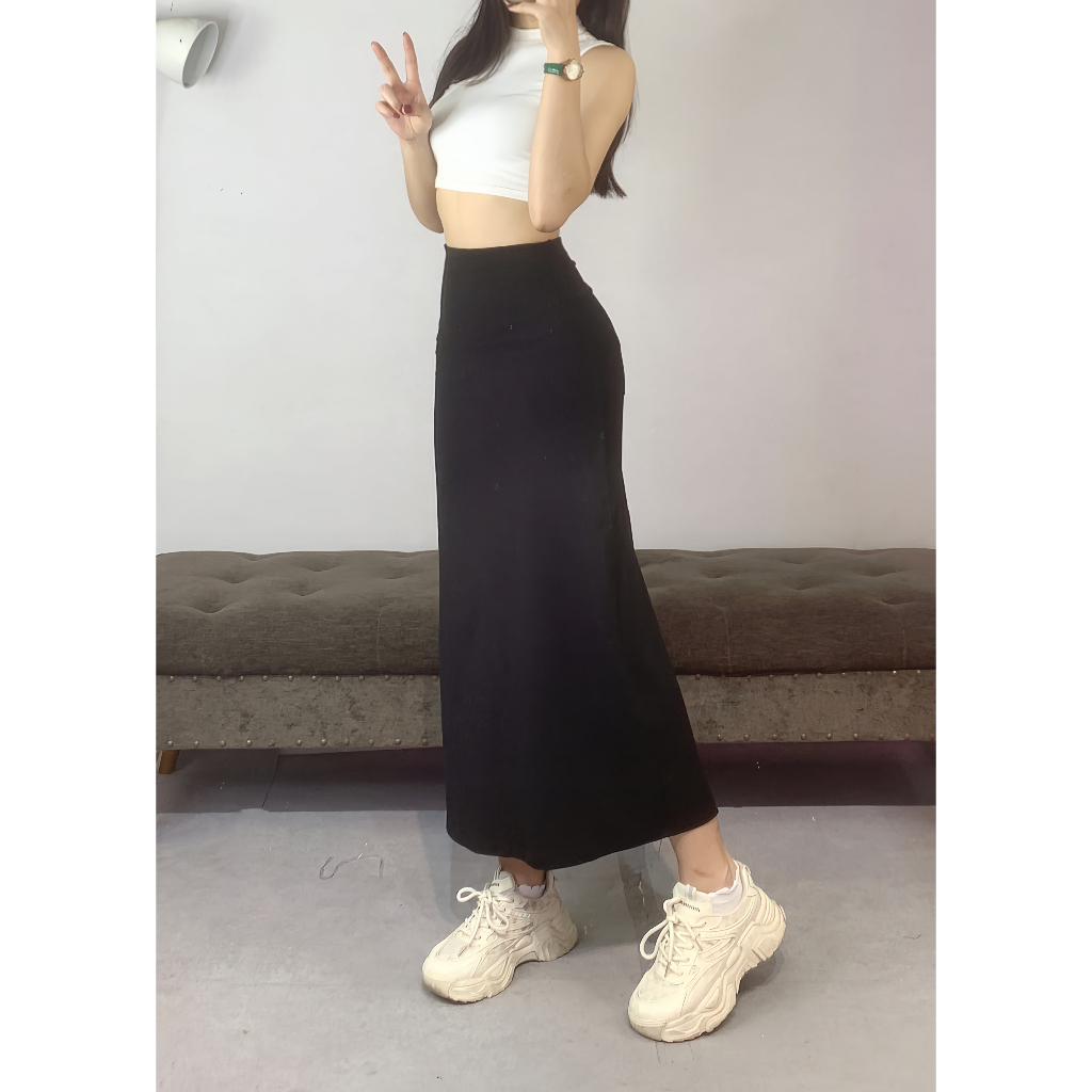 Chân váy thun trơn dáng dài EMIX Cvthundangdai257/p3k7