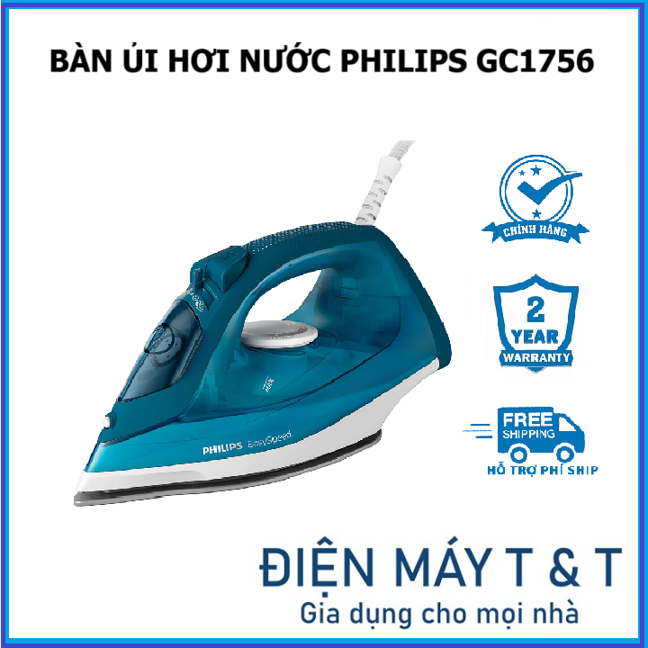 Bàn ủi hơi nước Philips GC1756 công suất 2000W, Hàng phân phối chính hãng