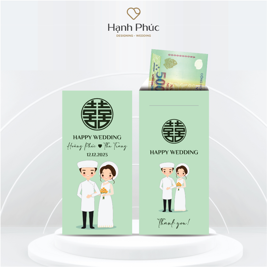 Phong Bì Cưới Hỏi Trao Duyên In Tên CD - CR Theo Yêu Cầu  - KT: 8cm x 16,5cm