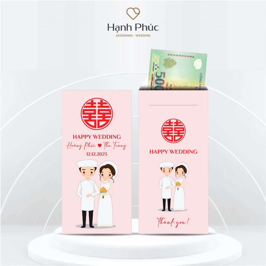 Phong Bì Cưới Hỏi Trao Duyên In Tên CD - CR Theo Yêu Cầu  - KT: 8cm x 16,5cm