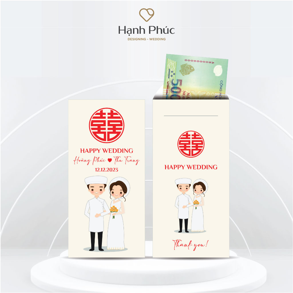 Phong Bì Cưới Hỏi Trao Duyên In Tên CD - CR Theo Yêu Cầu  - KT: 8cm x 16,5cm