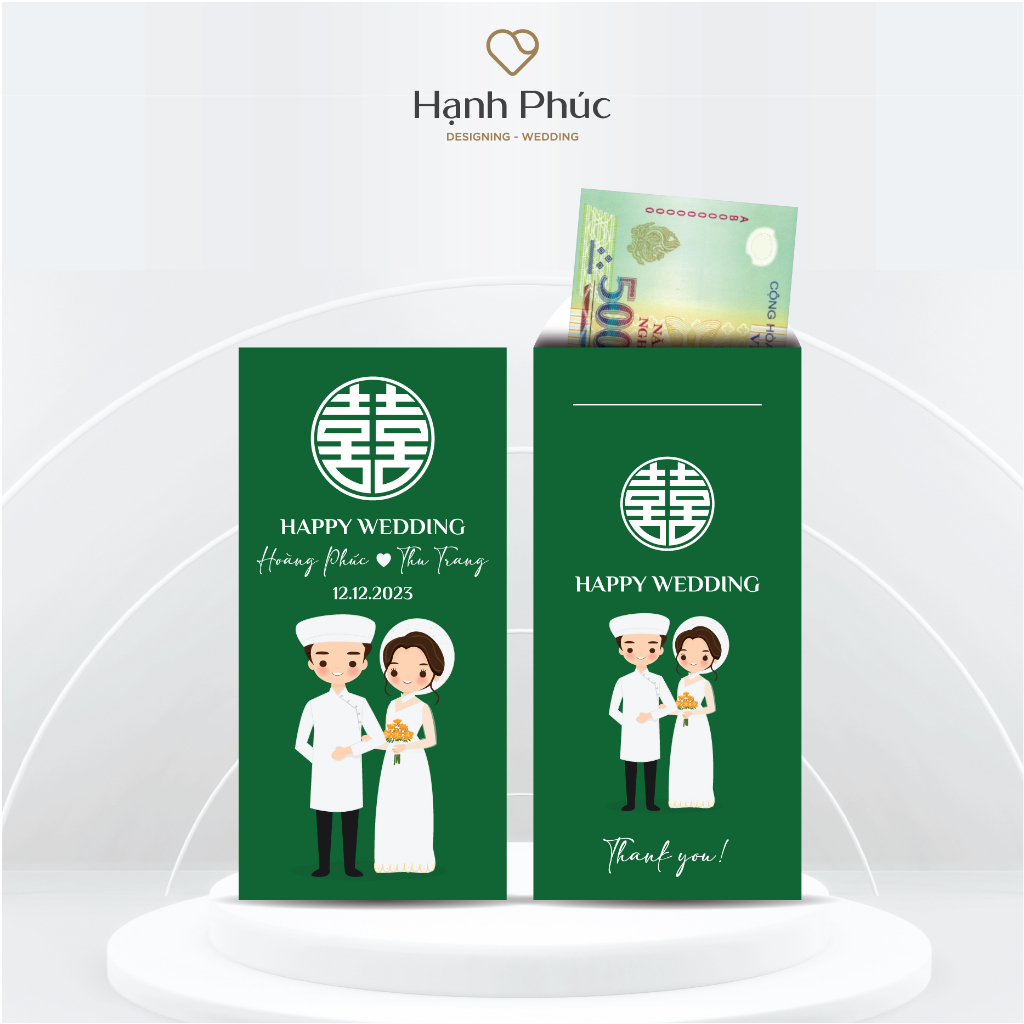 Phong Bì Cưới Hỏi Trao Duyên In Tên CD - CR Theo Yêu Cầu  - KT: 8cm x 16,5cm