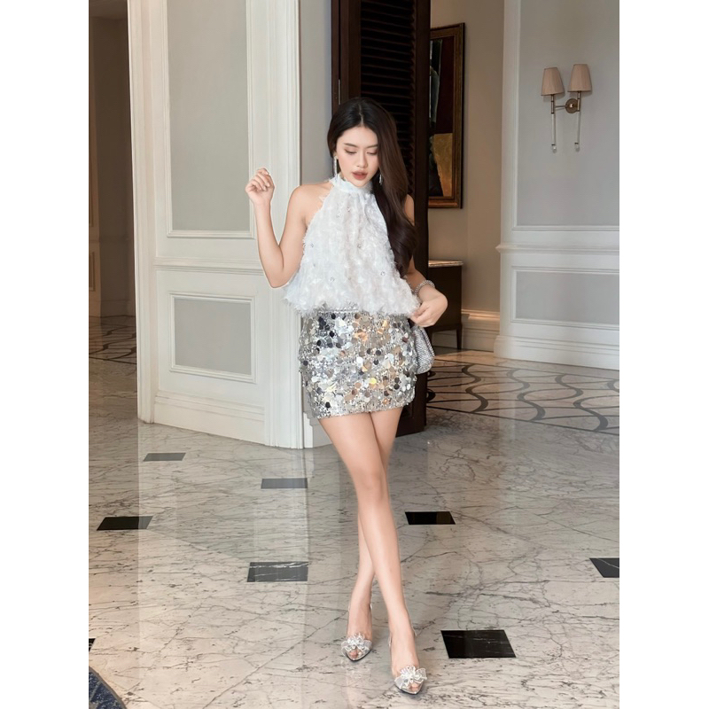 Áo yếm đính kết - Chân váy bling bling
