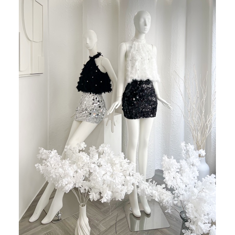 Áo yếm đính kết - Chân váy bling bling