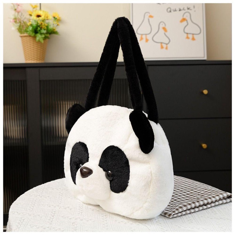 Lacyesbza panda túi xách sang trọng, gấu trúc dung tích lớn, ba lô sang trọng túi đựng dây kéo hoạt hình sóc