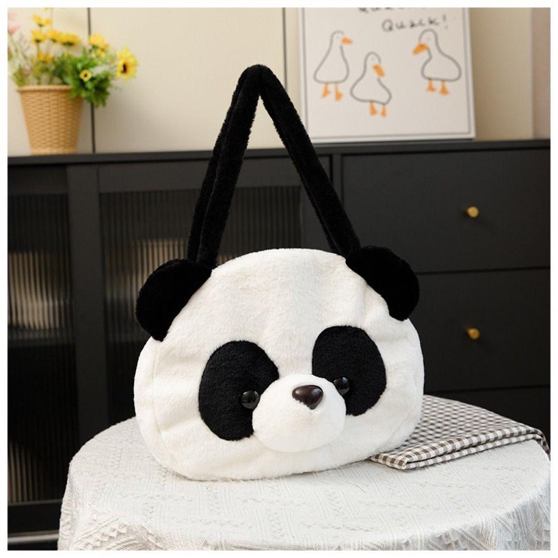 Lacyesbza panda túi xách sang trọng, gấu trúc dung tích lớn, ba lô sang trọng túi đựng dây kéo hoạt hình sóc