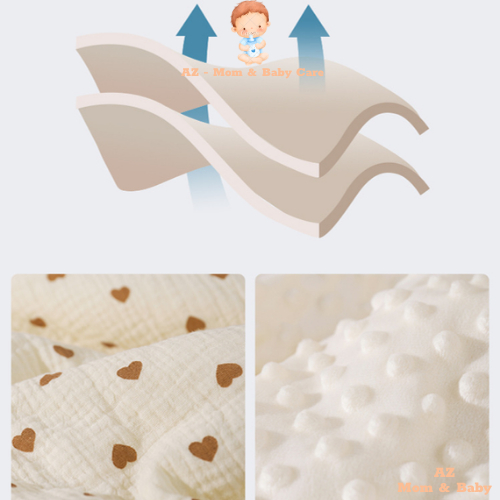 Ủ Xô Muslin Hạt Đậu Trần Bông Hàng Chính Hãng Sơ Sinh AZ Mềm Mại Ấm Áp Kích Thước 85*85cm - HT660