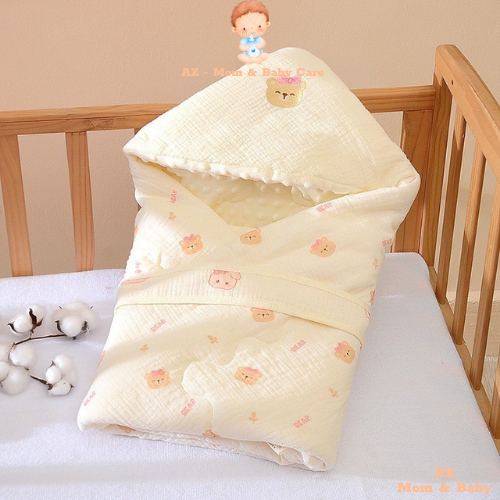 Ủ Xô Muslin Hạt Đậu Trần Bông Hàng Chính Hãng Sơ Sinh AZ Mềm Mại Ấm Áp Kích Thước 85*85cm - HT660