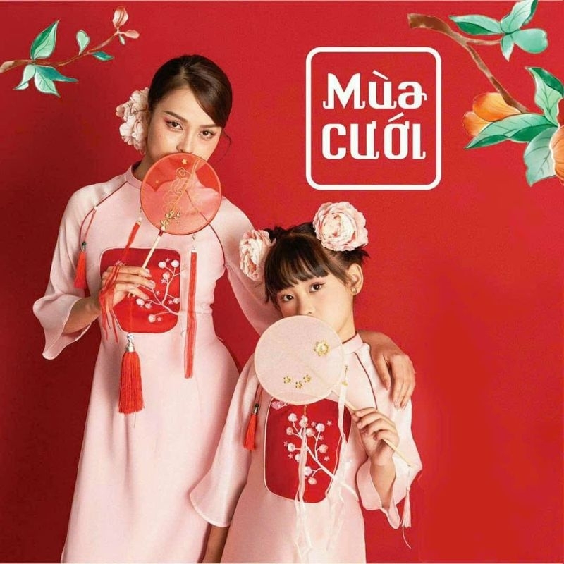 Áo dài mẹ và bé  💝FREESHIP💝 áo dài cách tân cho mẹ và bé lụa lỳ cực đẹp
