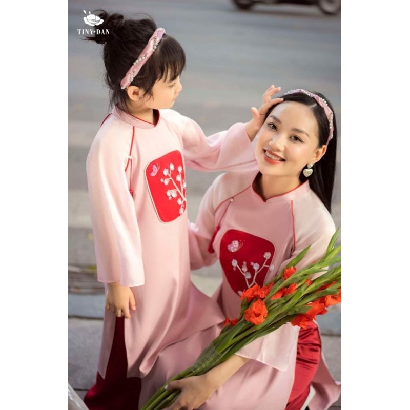 Áo dài mẹ và bé  💝FREESHIP💝 áo dài cách tân cho mẹ và bé lụa lỳ cực đẹp