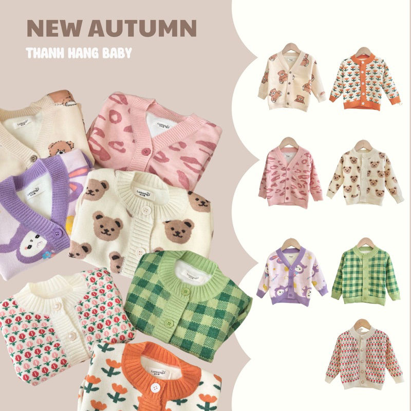 Áo cardigan len cho bé gái, áo khoác len trẻ em Thanh Hằng Baby từ 8kg - 28kg