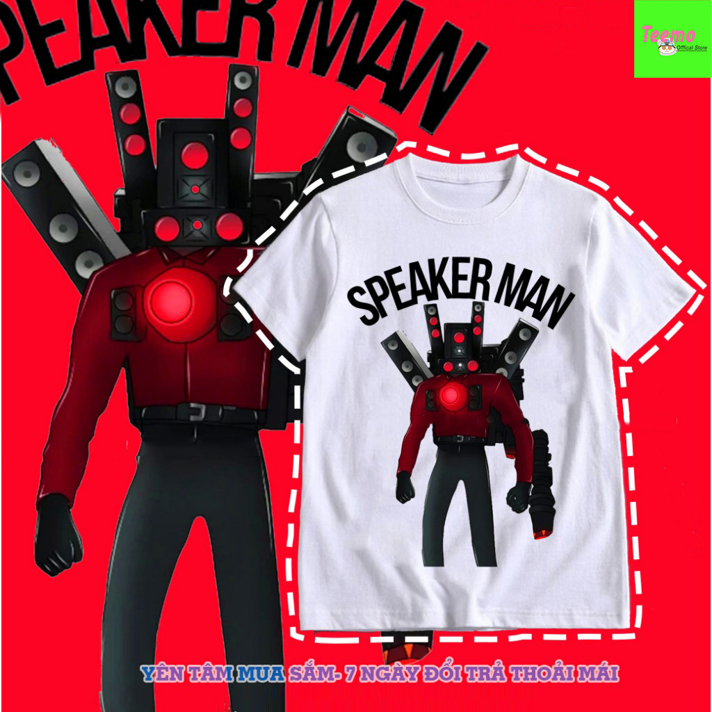 Áo Thun Titan Speakerman Skibidi Toilet Quái Vật Người Loa Trắng vải mịn mát