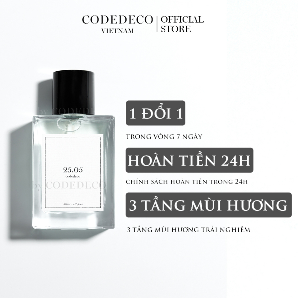 Tinh dầu nước hoa CODEDECO 25.05 nữ tính, trẻ trung, tươi mới 50ml