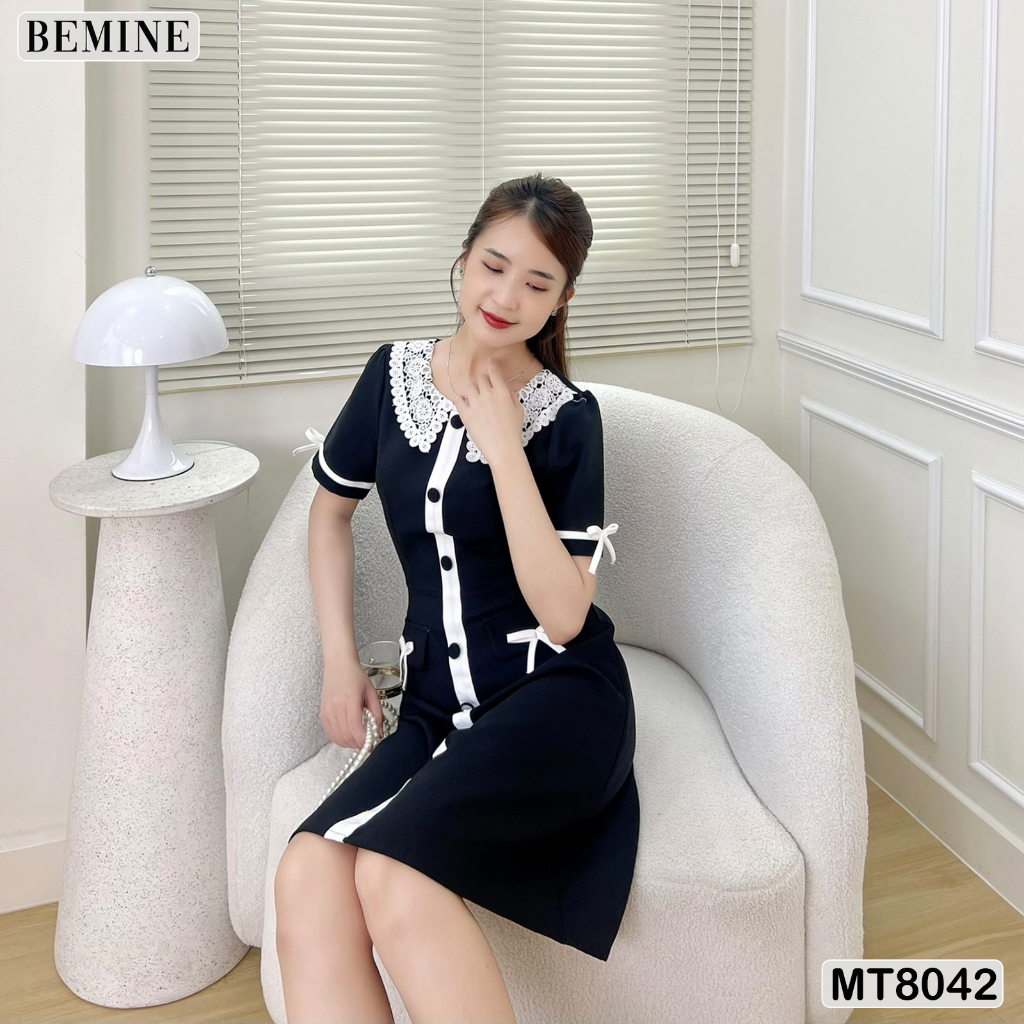 Đầm thiết kế cổ ren tùng chữ A BEMINE MT8042