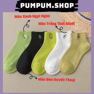 Tất vớ nữ cổ ngắn set 5 đôi tất hình quả bơ dễ thương - pum