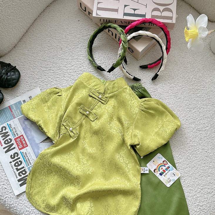 Set Lụa Gấm Tay Phồng Kute dành cho bé Gái