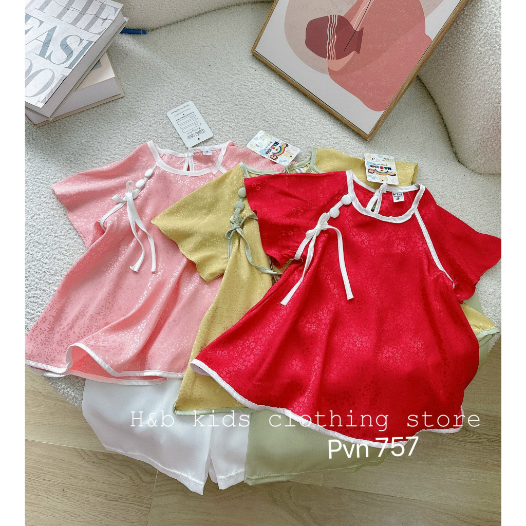 Sét Lụa Gấm Cổ Tròn Cánh Tiên dành cho bé Gái