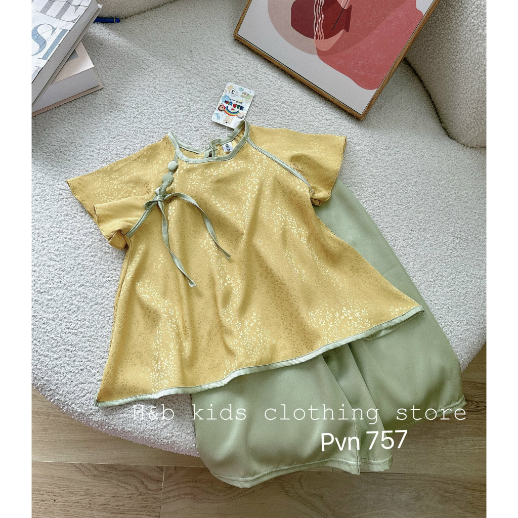 Sét Lụa Gấm Cổ Tròn Cánh Tiên dành cho bé Gái