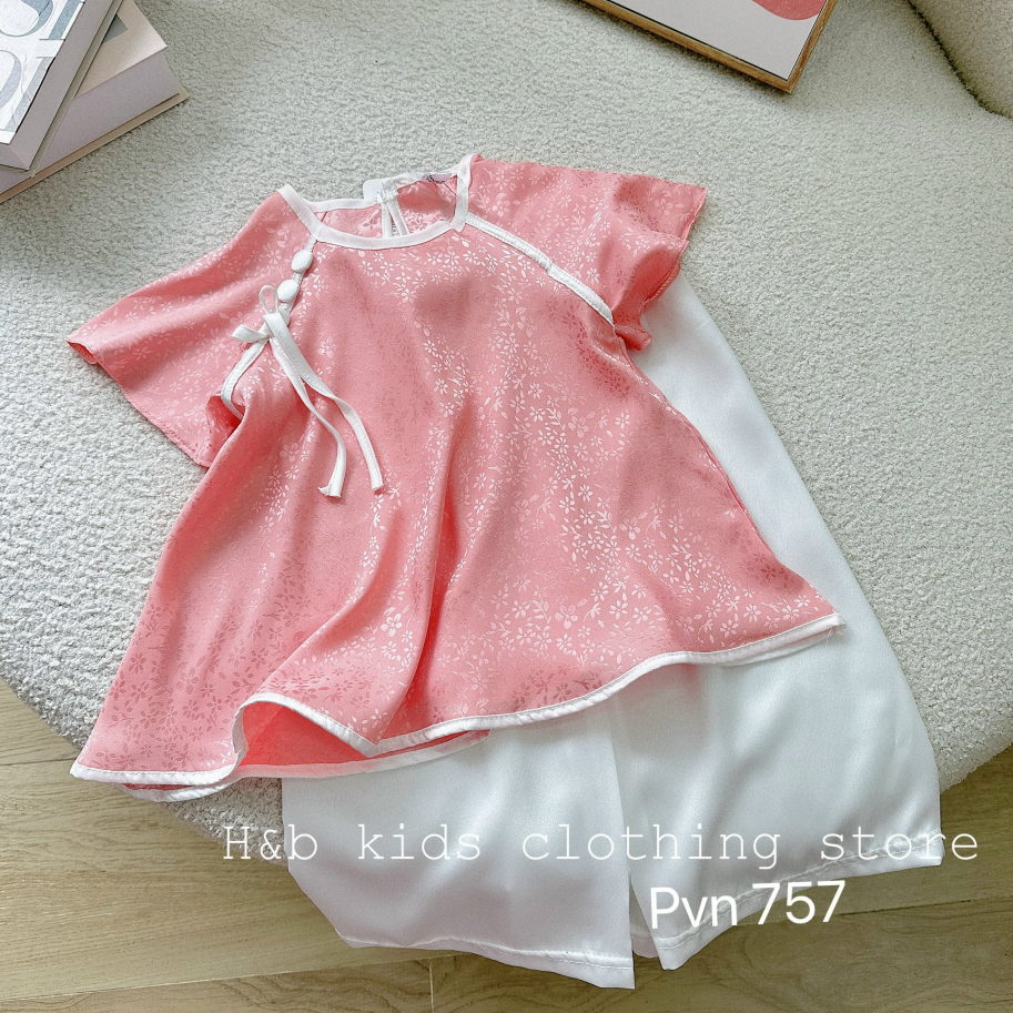 Sét Lụa Gấm Cổ Tròn Cánh Tiên dành cho bé Gái