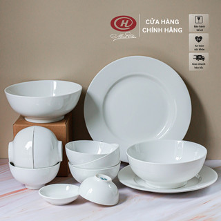 Bộ Bát Đĩa Sứ Trắng Trơn - 12 Món - Sứ Minh Châu