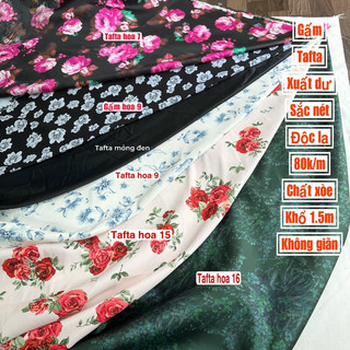 Vải Lụa Tafta, Gấm hoa dày, lụa  1 da,  Hàng cao cấp)- Siêu phẩm lụa G_tô-may váy xòe dự tiệc rất sang