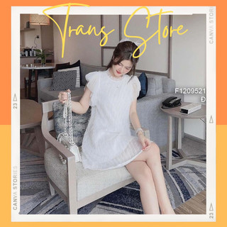 Đầm tơ lông vũ tay phối bèo dáng suông!