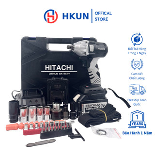 Máy siết bulong Hitachi 199VF 2 pin đầu bulong 2 trong 1, động cơ không chổi than, tặng kèm bộ phụ kiện 24 chi tiết