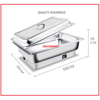 Nồi hâm buffet chữ nhật chỉnh công suất bằng núm vặn - hiển thị nhiệt độ - nắp rời