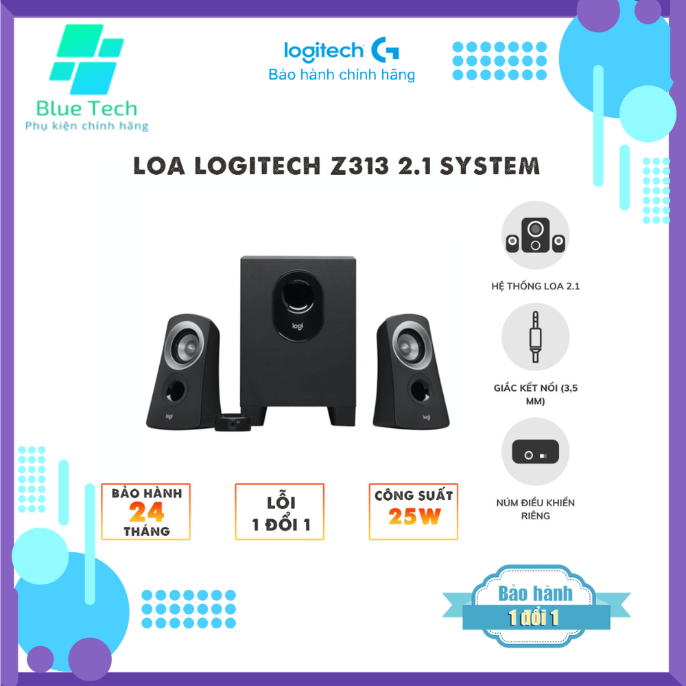 Loa vi tính cao cấp 2.1 Logitech Z313 - Bảo Hành Chính Hãng 24 Tháng
