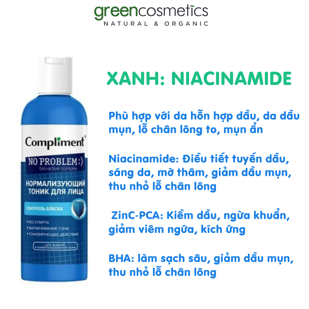Toner BHA Compliment No Problem 200ml Làm Sạch Sâu, Giảm dầu Mụn Trên Da