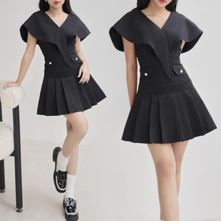 Đầm đi dự tiệc cưới thiết kế dáng xòe xếp ly