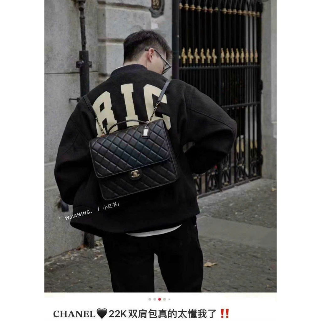 Balo dáng cặp công sở nam nữ unisex 2 trong 1 có quai cầm ô trám da bóng da lì size 30 fullbox super vip Cha nel Smano