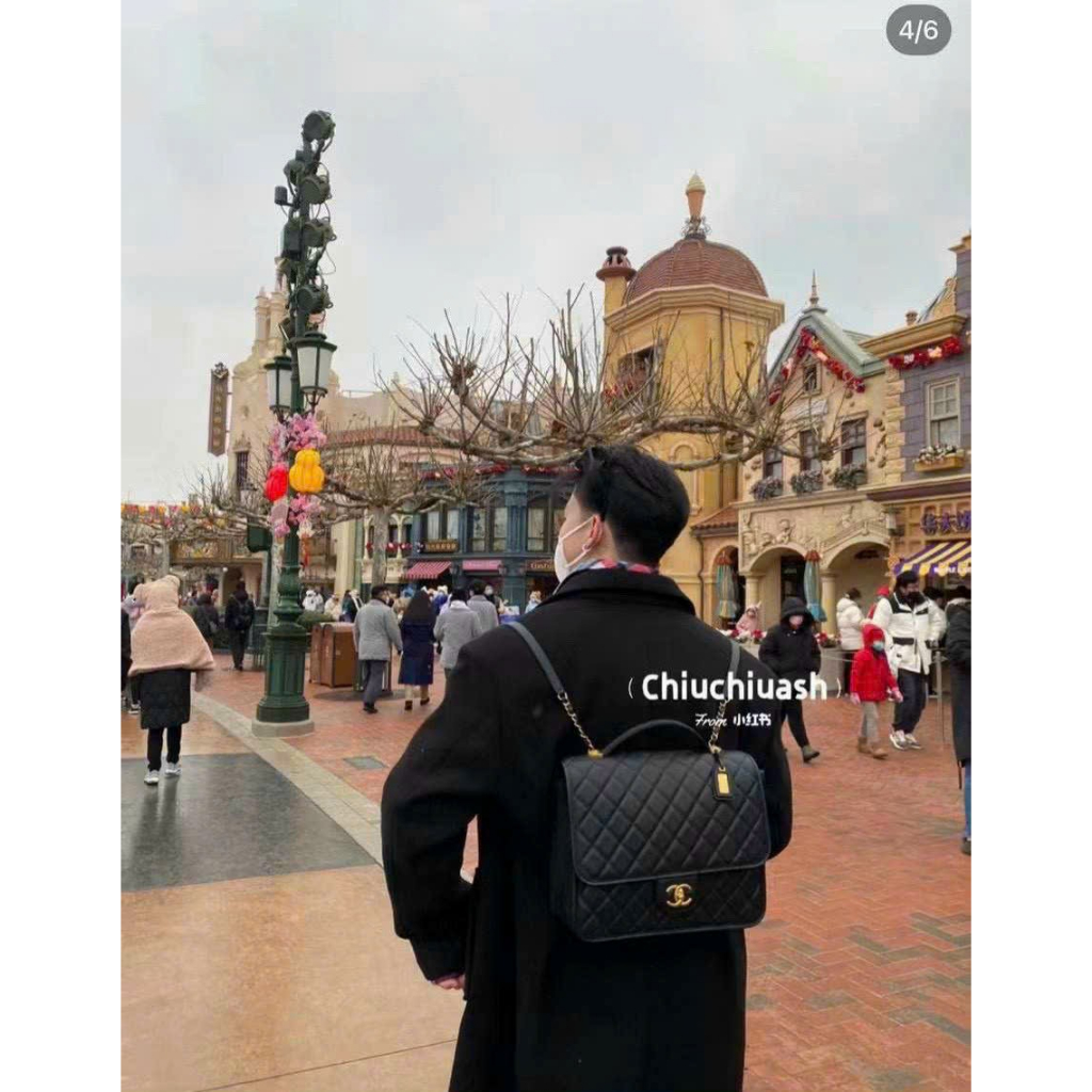 Balo dáng cặp công sở nam nữ unisex 2 trong 1 có quai cầm ô trám da bóng da lì size 30 fullbox super vip Cha nel Smano