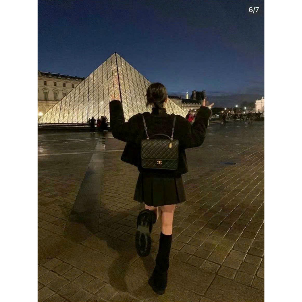 Balo dáng cặp công sở nam nữ unisex 2 trong 1 có quai cầm ô trám da bóng da lì size 30 fullbox super vip Cha nel Smano