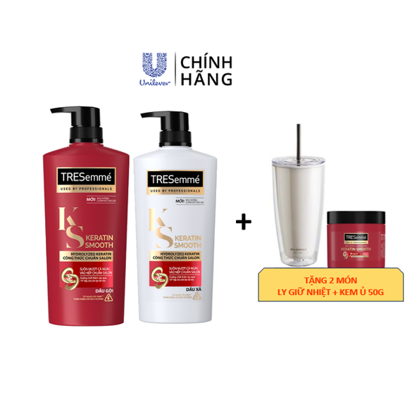 [Angela Phương Trinh x Tresemme] Combo Dầu Gội Dầu Xả TRESEMME Keratin Smooth 640g, 620g