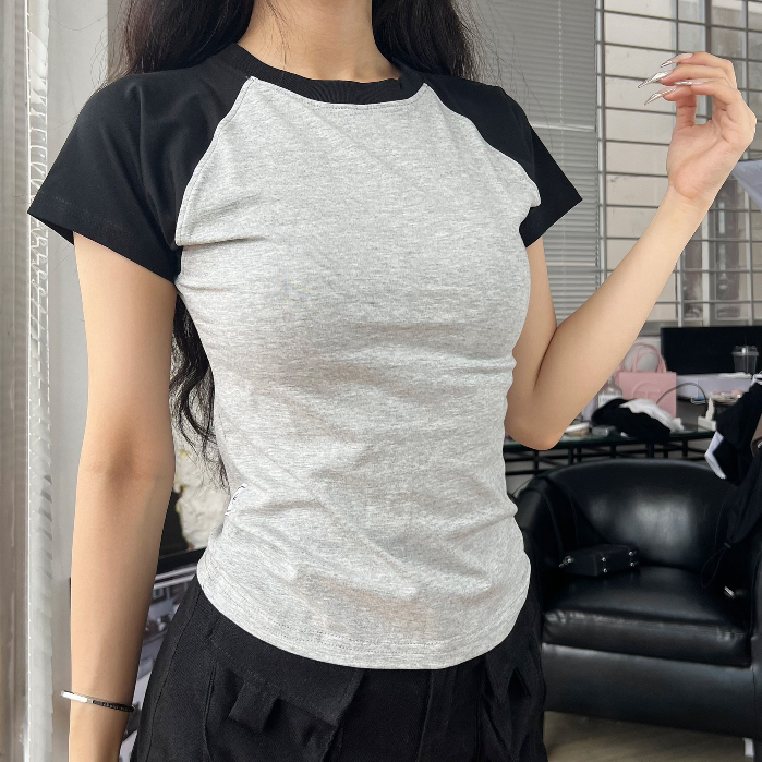 A19 -  Áo Thun Ôm Baby Tee Tay Raglan Fit Body Tôn Dáng Đẹp Style Đơn Giản Basic