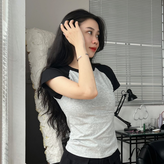 A19 -  Áo Thun Ôm Baby Tee Tay Raglan Fit Body Tôn Dáng Đẹp Style Đơn Giản Basic