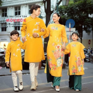 Áo dài cách tân gia đình Kim Mai || áo dài mẹ bé gái bé trai và bố, áo dài gia đình, áo dài cặp đôi, áo dài tết