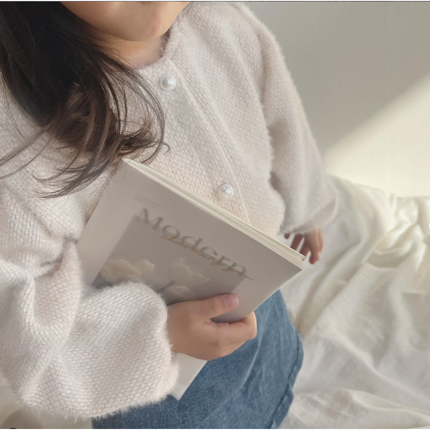 Áo cardigan lông tay bồng cao cấp Aosta ấm áp made in Korea cho bé gái 10-25kg thời trang trẻ em BABYKOREA