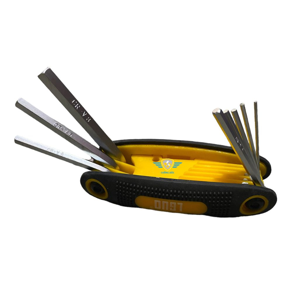 Bộ lục giác gập 8 chi tiết hệ inch, Lục giác đầu bi gấp gọn cao cấp