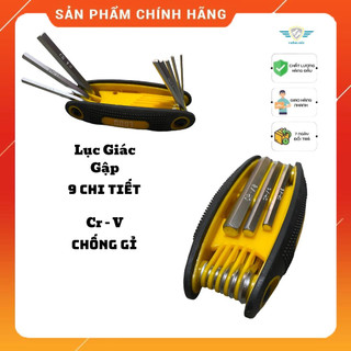 Bộ lục giác gập 8 chi tiết hệ inch, lục giác đầu bi gấp gọn cao cấp