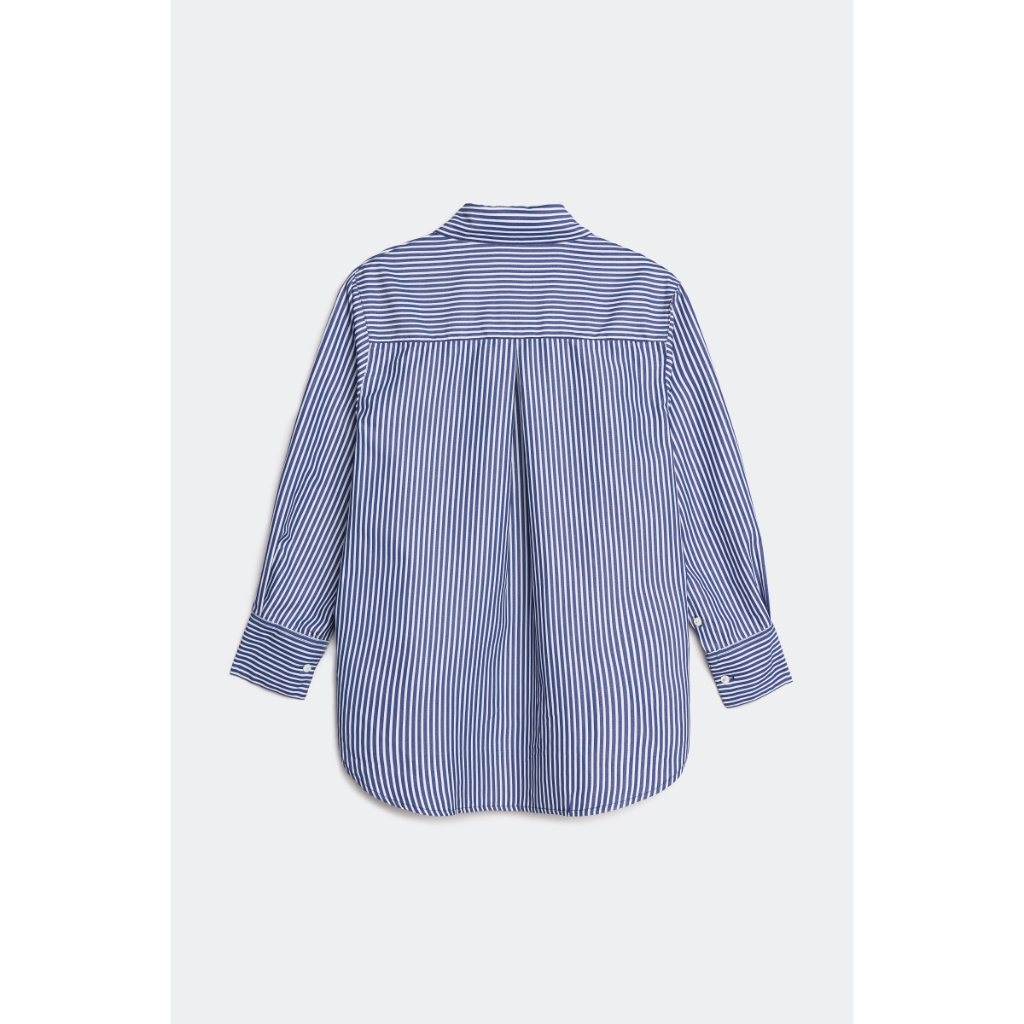 Sơ Mi Kẻ Raglan MONO TALK Striped Oversize Shirt With Slit - Kẻ Sọc Xanh MOF22S-T10014TK