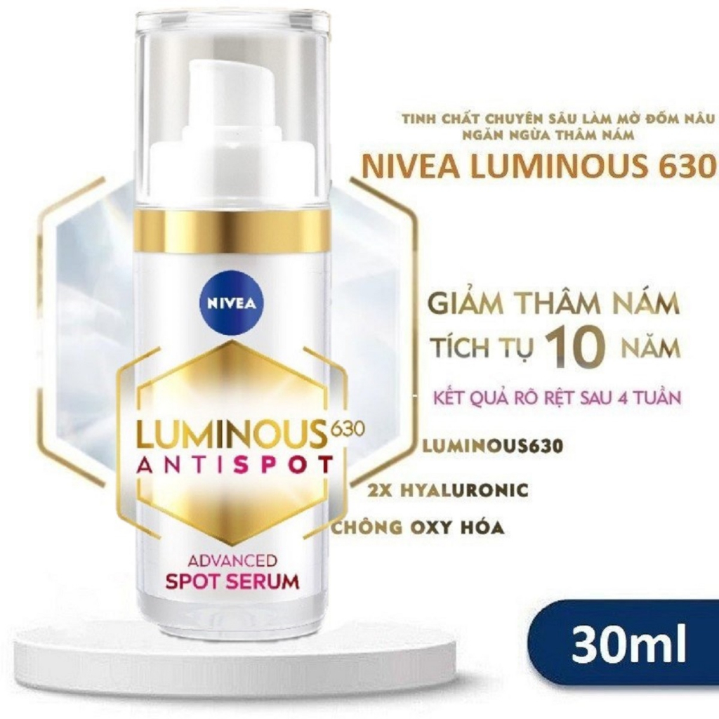 Serum NIVEA LUMINOUS 630Giúp Làm Mờ Đốm Nâu Ngăn Ngừa Thâm Nám  NIVEA Luminous 630 Anti-Spot Intensive Treatment Serum.