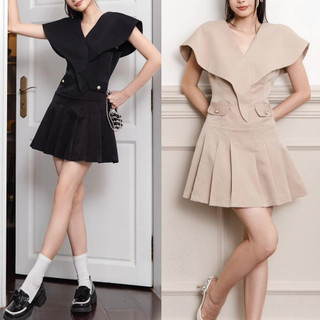 Đầm đi dự tiệc cưới thiết kế dáng xòe xếp ly