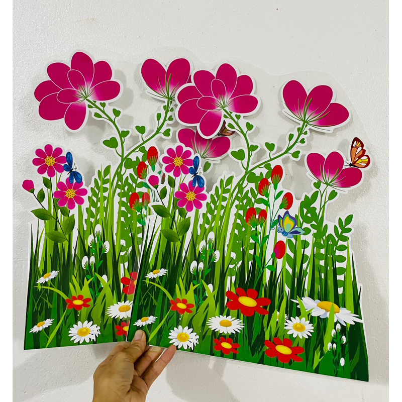 Hoa chân tường trang trí bảng 3 mét