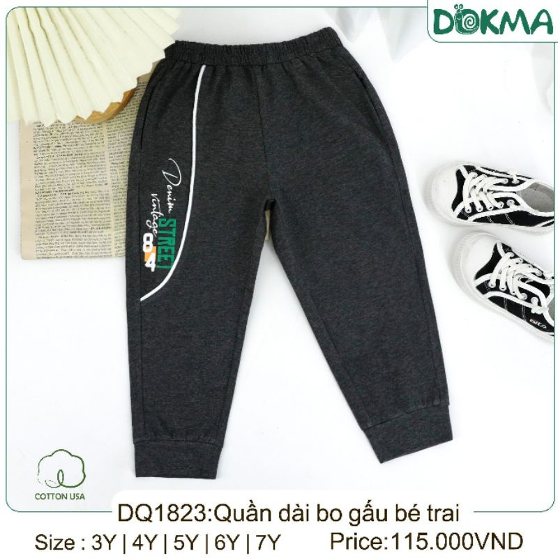 Dokma Quần dài bo ống bé trai DQ1823