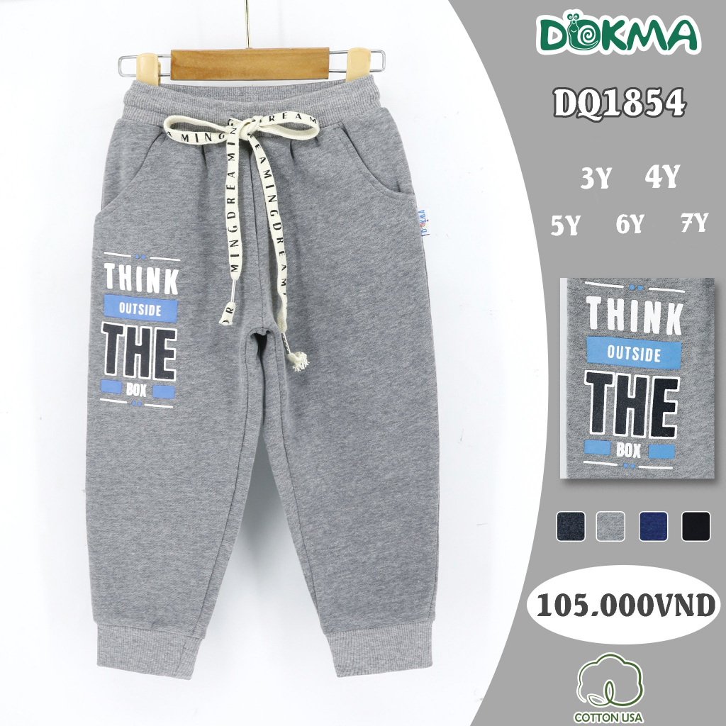 3-7T Quần dài lót nỉ bé trai Dokma DQ1854